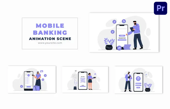 Mobile Banking Flat 2D Vector Animation Scene